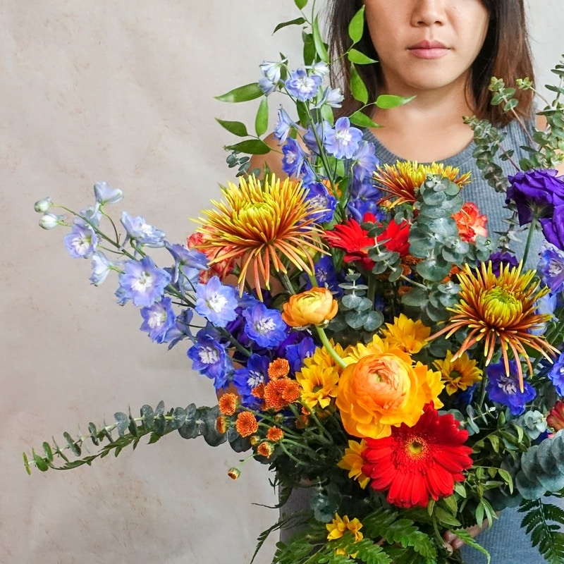 bright colourful flower bouquet garden style 01