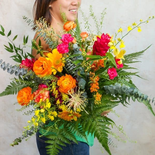 tropical colours flower bouquet garden style
