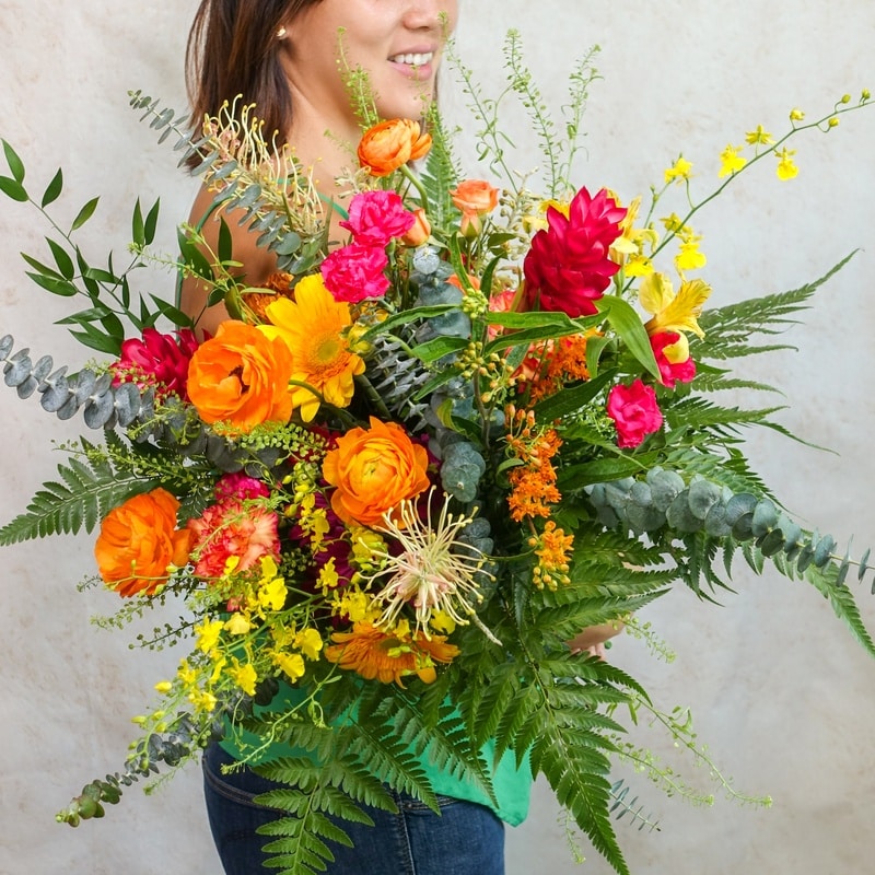 tropical colours flower bouquet garden style