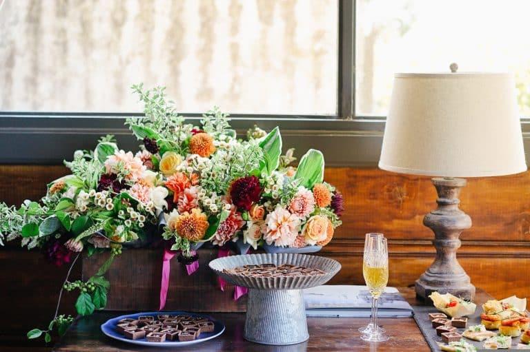 one sided flower arrangement corporate events decor