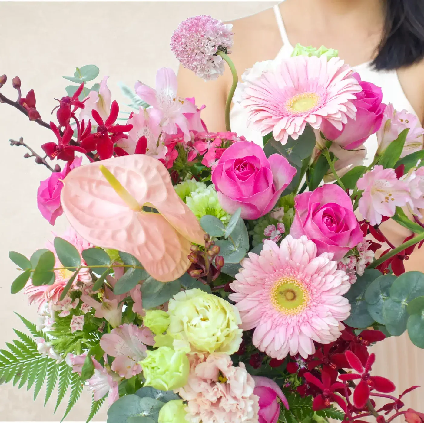 pink-red-lime-green-flower-bouquet-garden-style-close-up