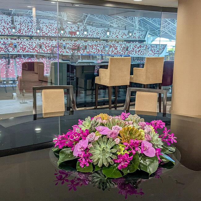 Elegant floral arrangement for events at Jubilant Fields.